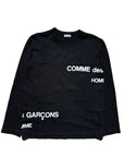 Comme Des Garçons Homme AW01 Black Split Logo Long Sleeve