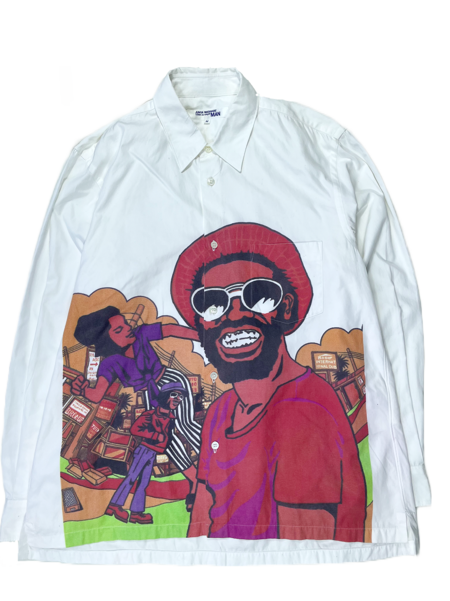 CDG Junya Watanabe AD2002  "One Love" Rasta LS Button Shirt