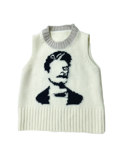 Margiela MM6 Face-Intarsia Wool Vest